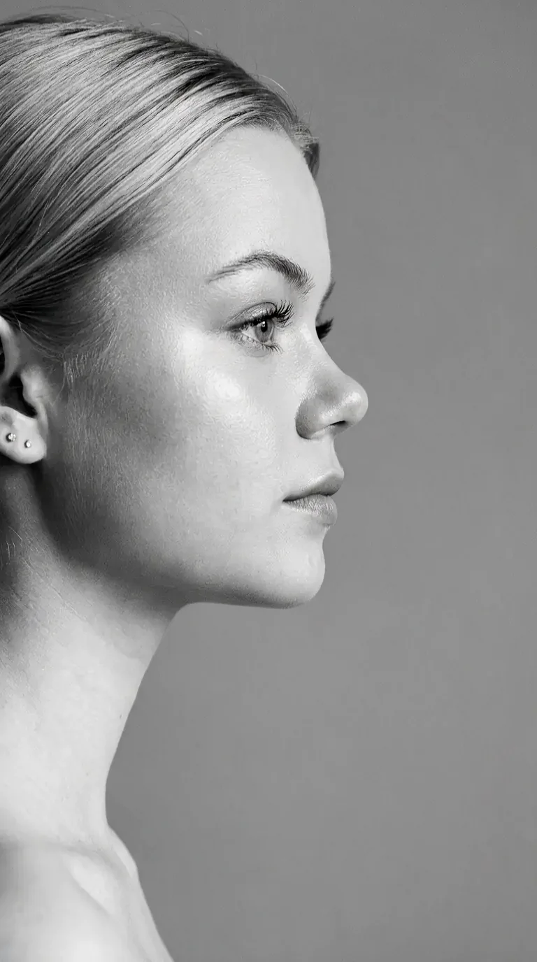 Black-and-white profile portrait